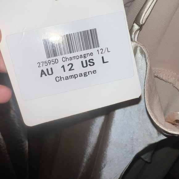 BRIDAL RECEPTION DRESS - PLEATED BUST FRONT SPLIT DRESS CHAMPAGNE - Picture 3 of 3